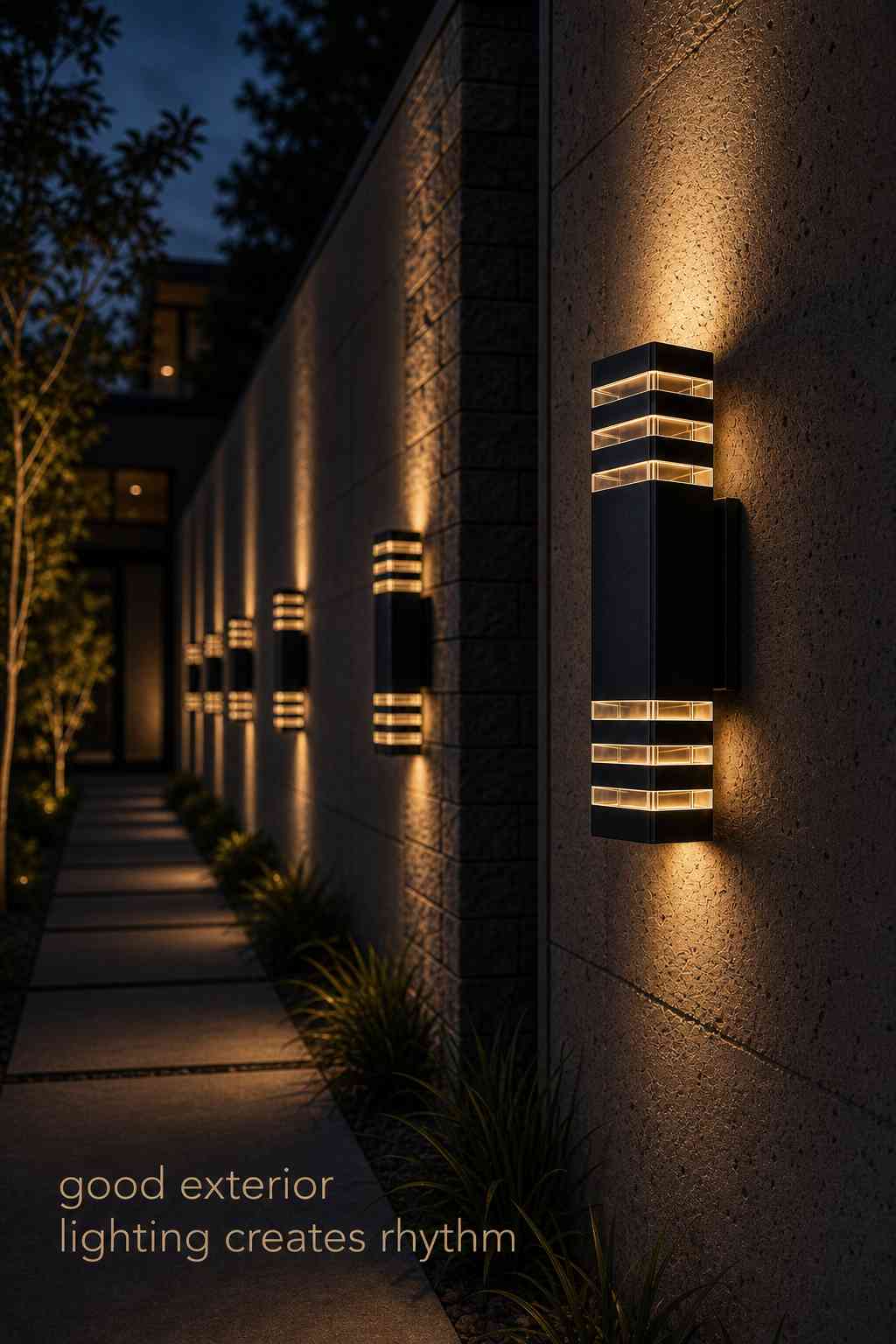 DASTOR lights creating rhythm on exterior wall